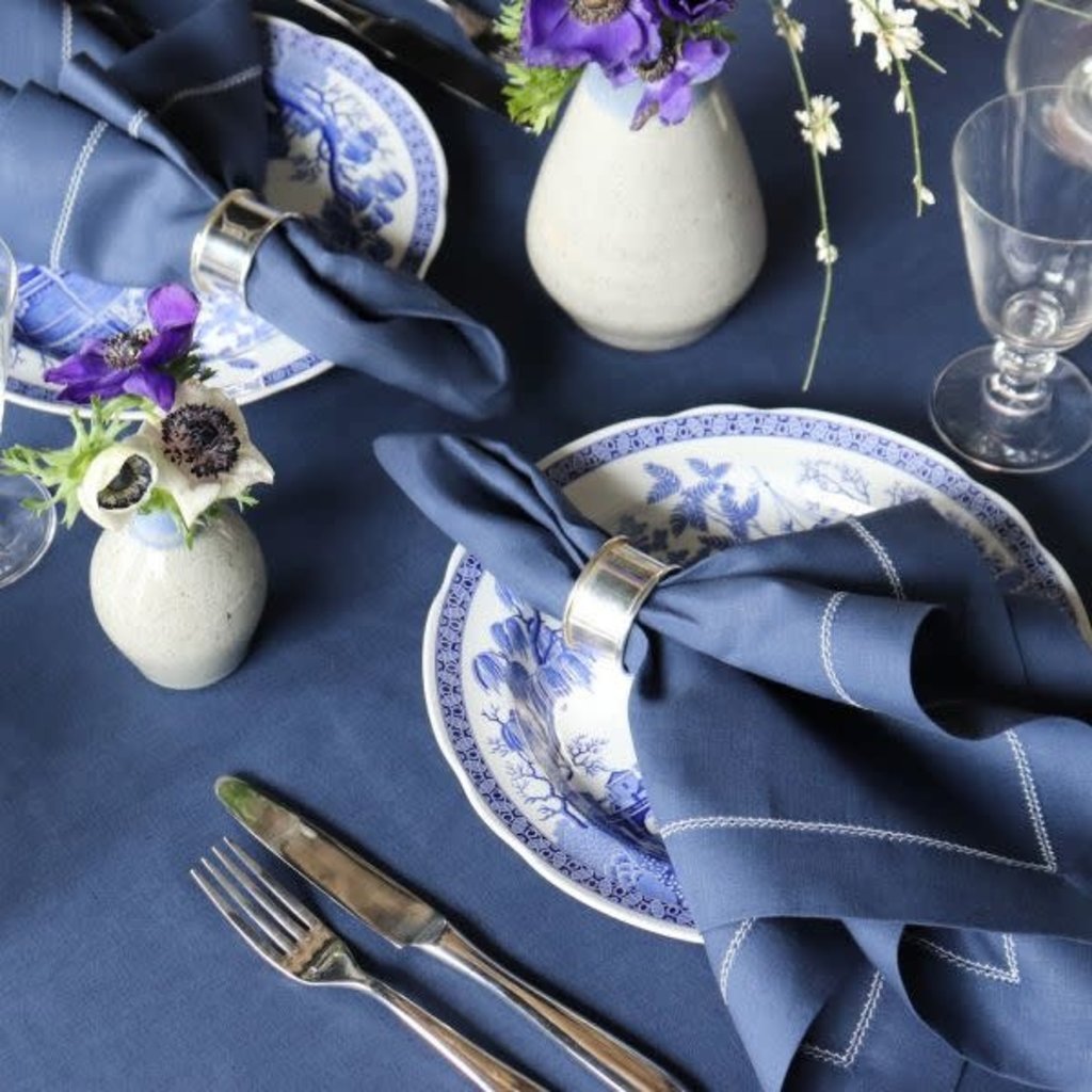 MH Tablecloth - Solid Linen -Navy Blue - Round 68"