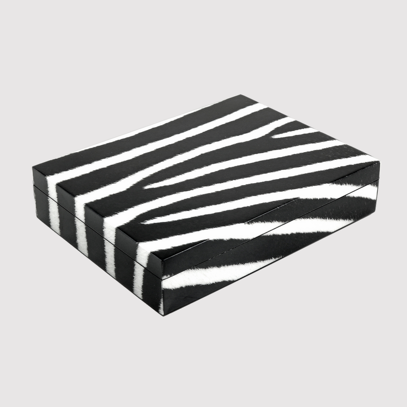 MH Box- Lacquered - Zebra -Stationery - 12.5" x 9.5"