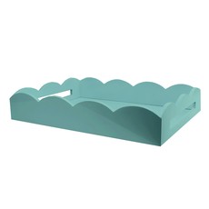 MH Tray - Scalloped Lacquered - Turquoise - 2 Sizes