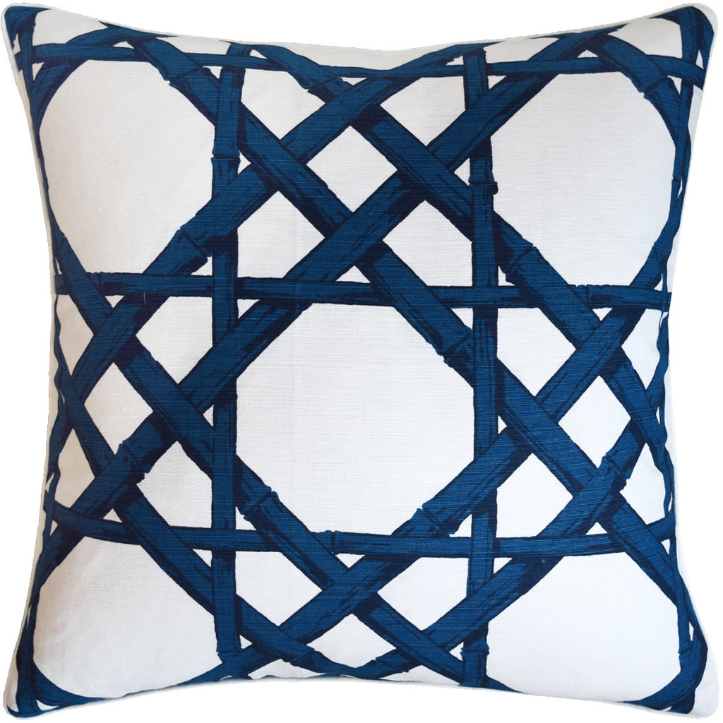 MH Cyrus Cane - Piped - Pillow -  Navy - 22 x 22