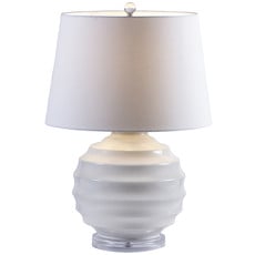 MH Table Lamp - Ribbed White Sphere