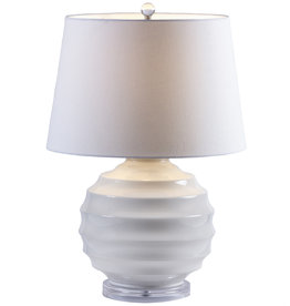 MH Table Lamp - Ribbed White Sphere
