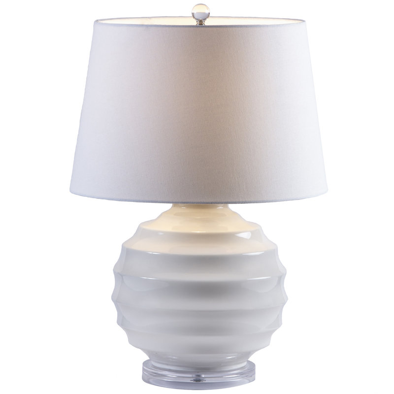 MH Table Lamp - Ribbed White Sphere