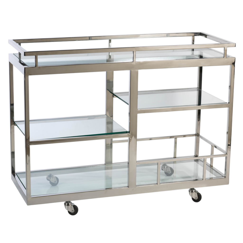 MH Bar Cart with Glass Shelves - 17x32x42