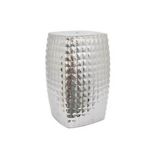 MH Garden Stool - Silver "Quilted" - Ceramic