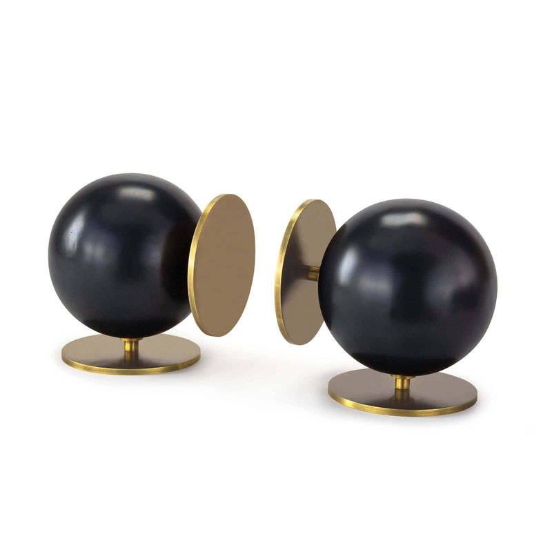 MH Bookends - Grant - Black Sphere w/Brass Disks