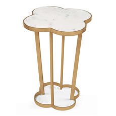 MH Side Table - Clover - White Marble - 18.25W x 24H -