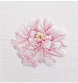 MH Hand Towel - Pink Peony - White Cotton