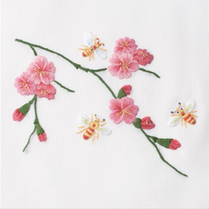 MH Hand Towel - Bees & Flowers - White Cotton