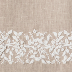 MH Hand Towel - Jardin - White on  Taupe - Linen