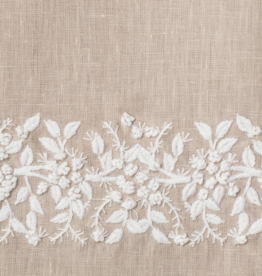 MH Hand Towel - Jardin - White on  Taupe - Linen