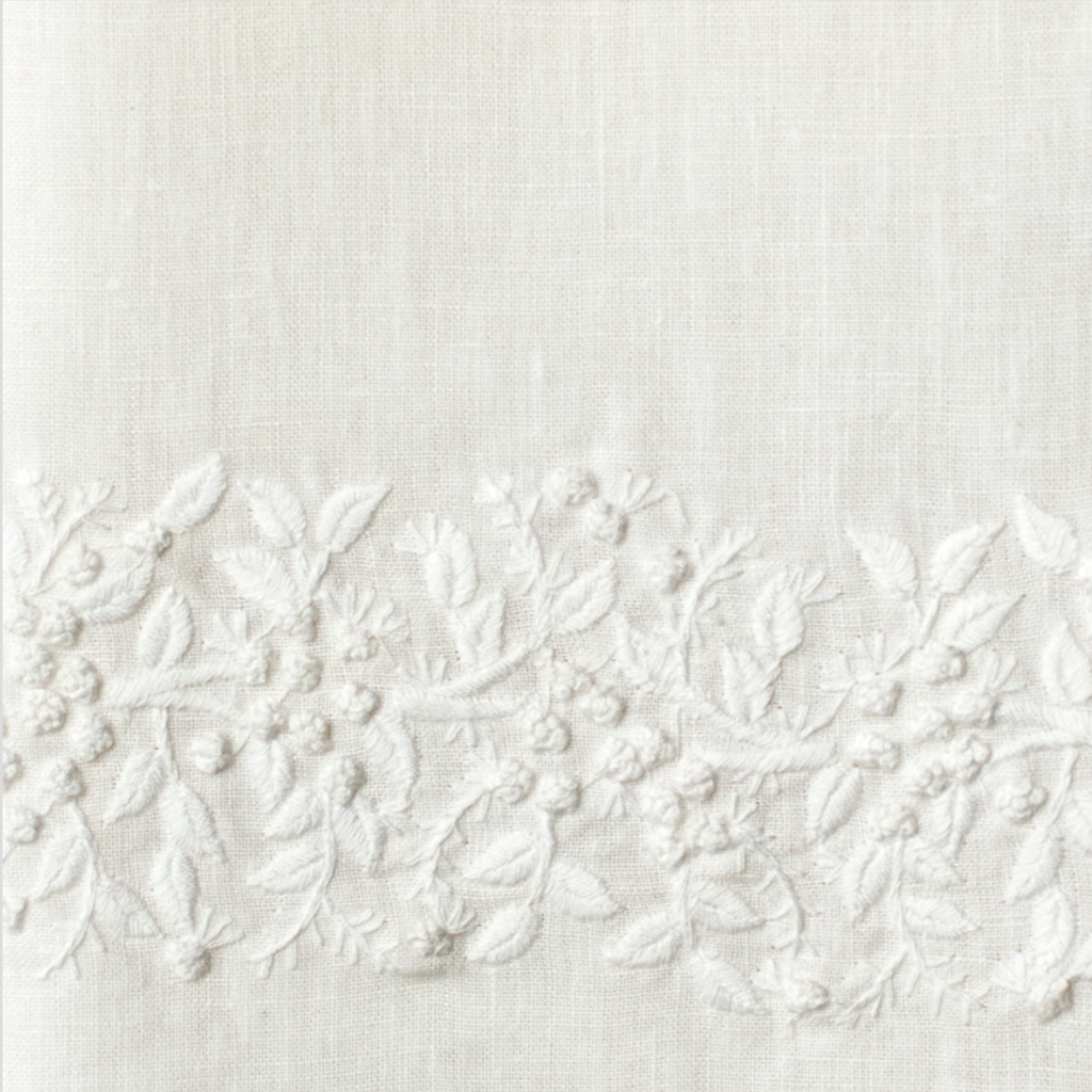 MH Tissue Box Cover - Jardin - White on White -  ItalianLinen