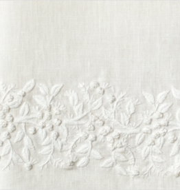 MH Tissue Box Cover - Jardin - White on White -  ItalianLinen