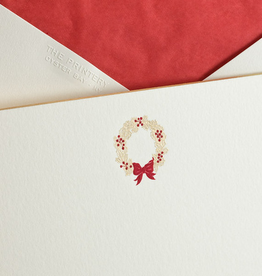 MH Boxed Notecards - Wreath - Red & Gold on Ecru