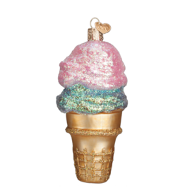 MH Ornament - Blown Glass - Double Dip Ice Cream Cone