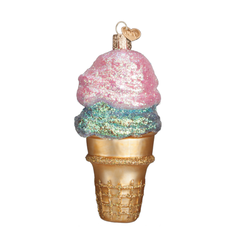 MH Ornament - Blown Glass - Double Dip Ice Cream Cone