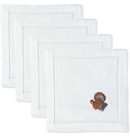 MH Turkey Gold - Ivory Linen  Cocktail Napkins  - S/4