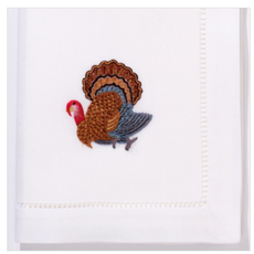 MH Turkey Gold - White Cotton  Dinner Napkins