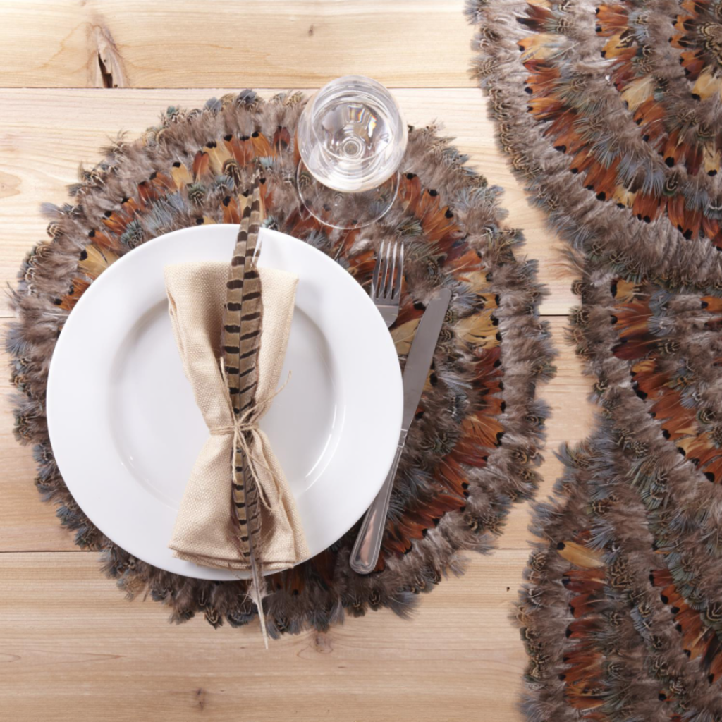 MH Place Mats - Feather Round - Set/6 - Pheasant