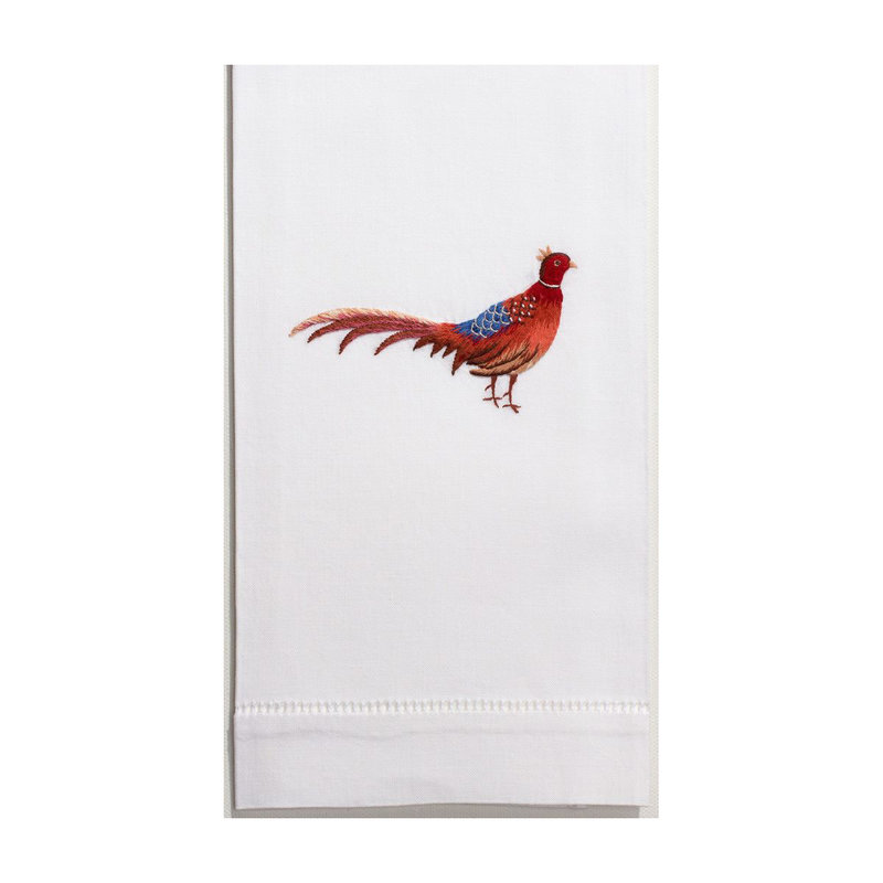 MH Hand Towel - Pheasant - White Cotton