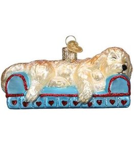 MH Ornament - Blown Glass -  Sleepy Doodle Dog