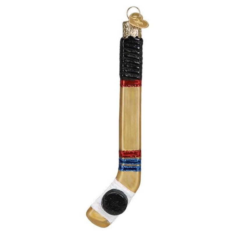 MH Ornament - Blown Glass - Hockey Stick
