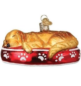 MH Ornament - Blown Glass - Sleepy Golden Retriever