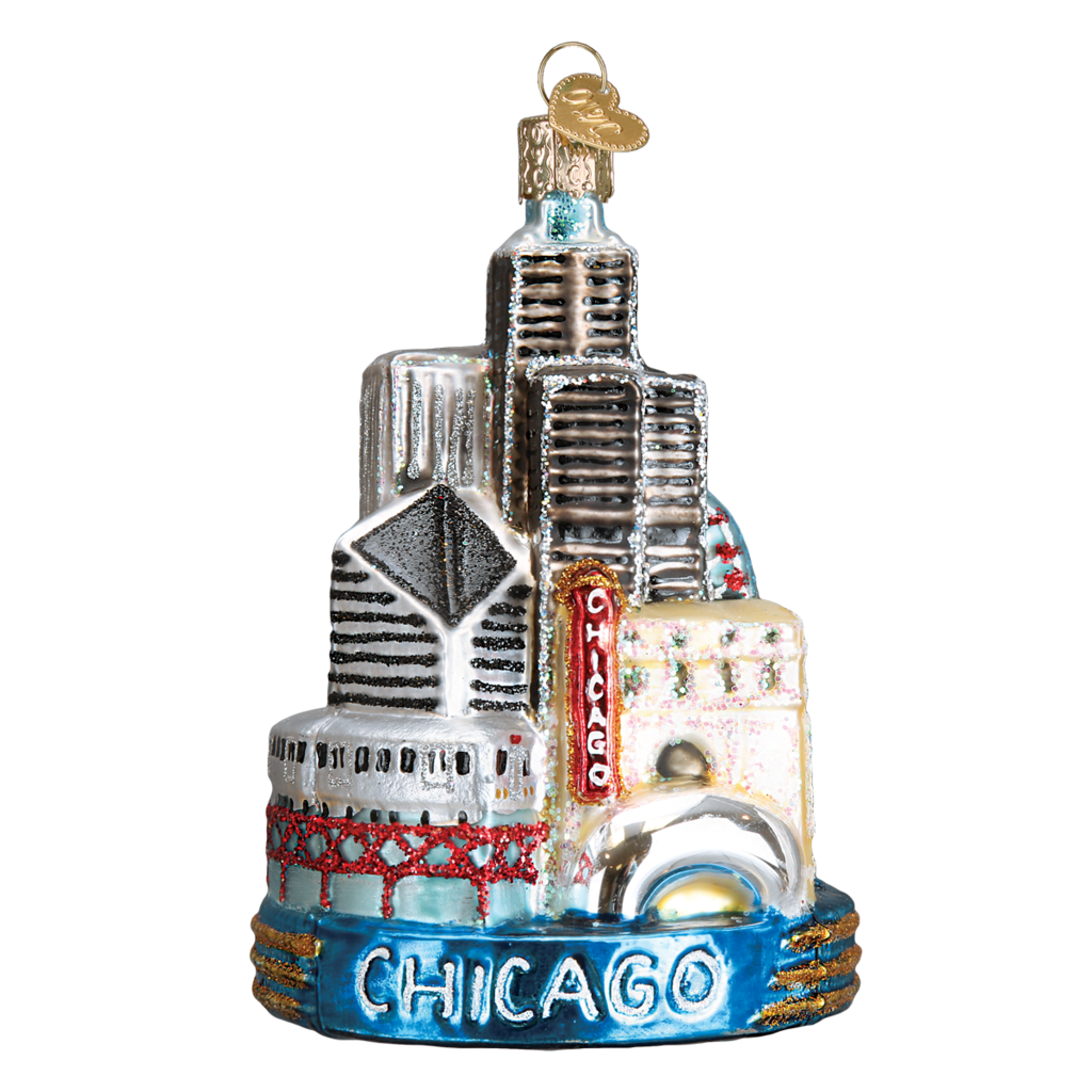 MH Ornament - Blown Glass - Cities -  Chicago