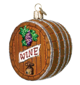 MH Ornament - Blown Glass - Wine Barrel