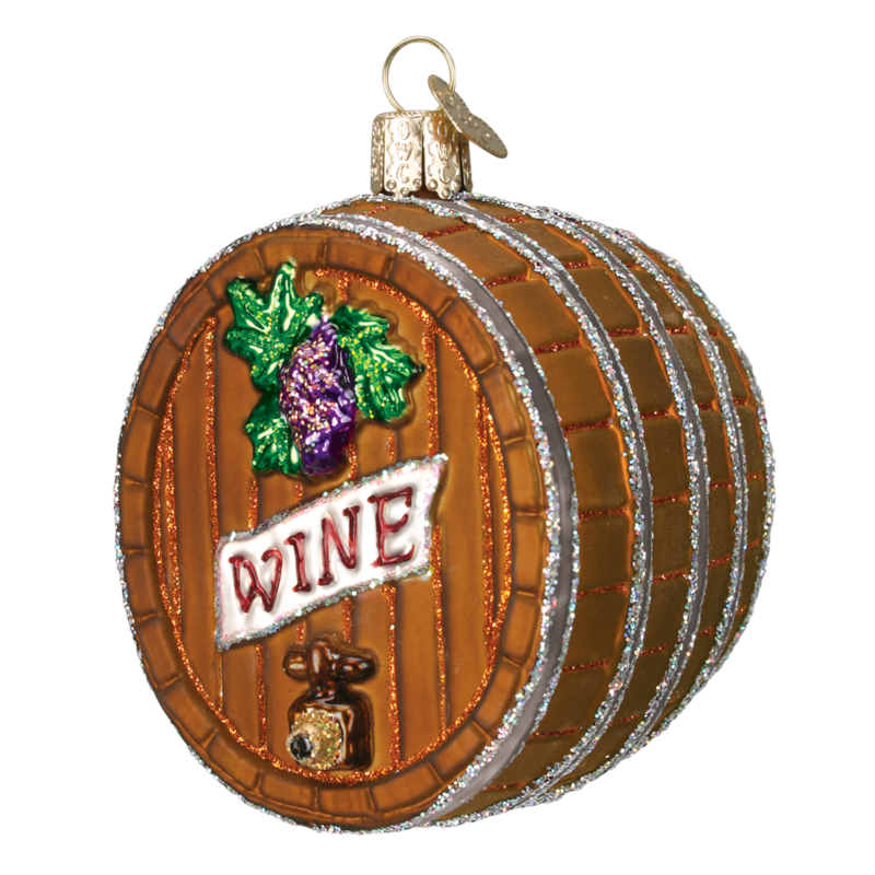 MH Ornament - Blown Glass - Wine Barrel
