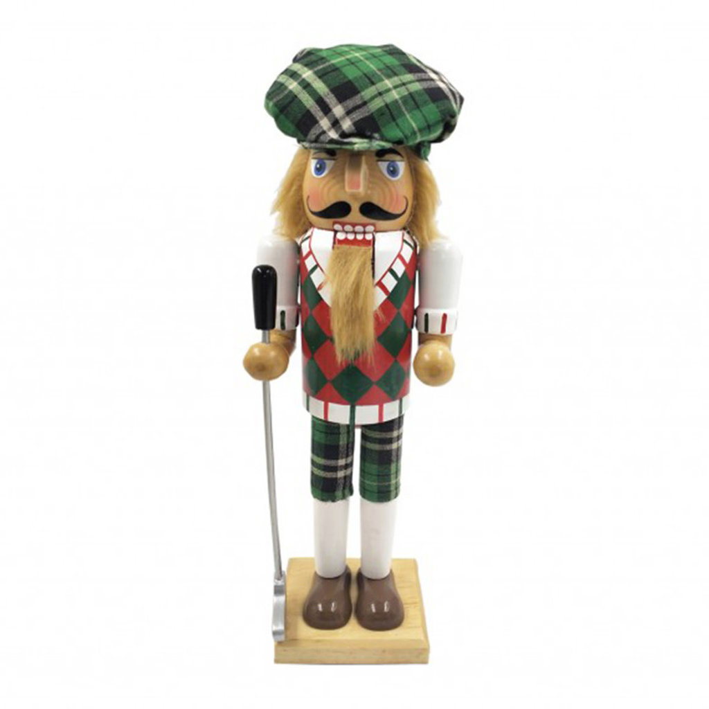 MH Nutcracker - Golfer - Man - Green Plaid - 14"
