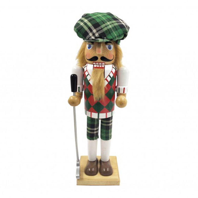 MH Nutcracker - Golfer - Man - Green Plaid - 14"