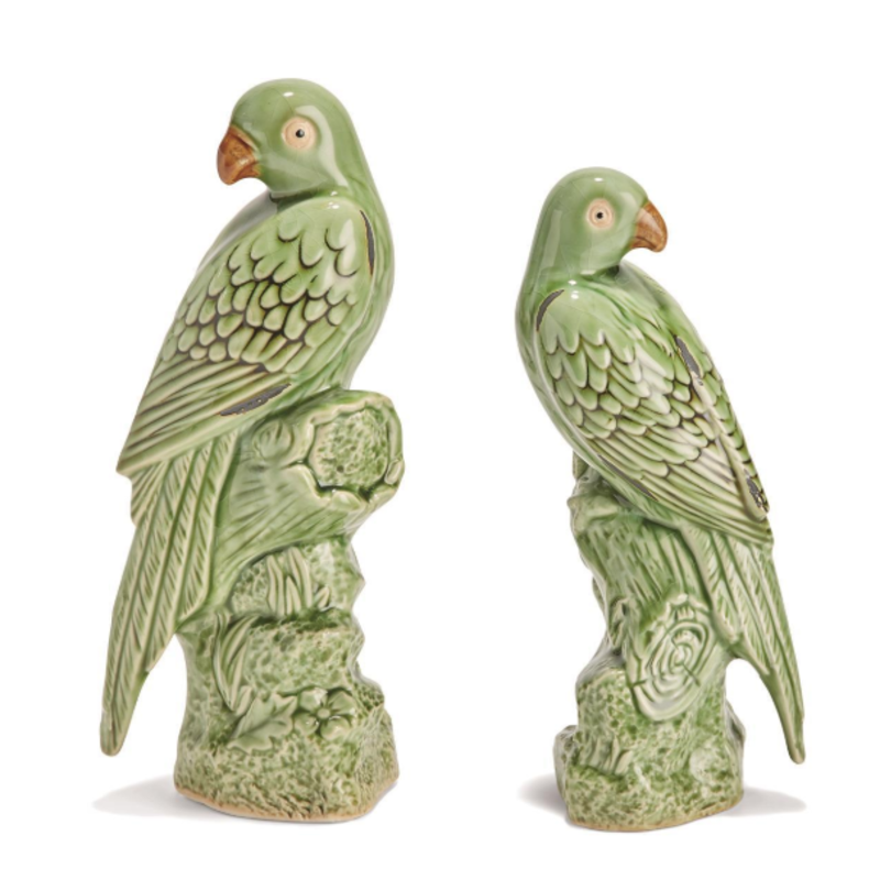 MH Sculpture - Tropical Parrots S/2 - Green