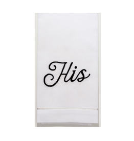 MH Hand Towel - His - White Cotton