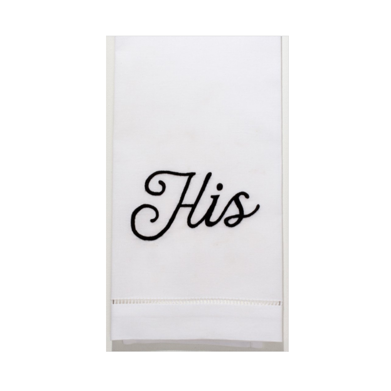 MH Hand Towel - His - White Cotton