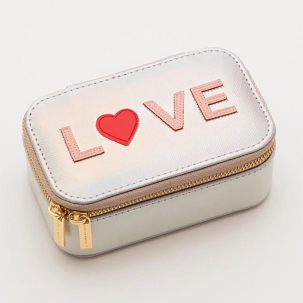 Jewelry Box - Mini - Iridescent with Blush Coral LOVE Applique