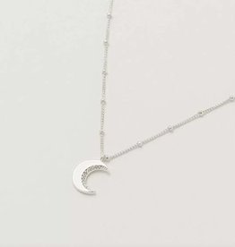 Necklace - CZ Moon - Silver Plated
