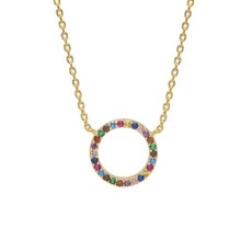Necklace - Multi CZ Circle - Gold Plated