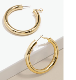 Earrings - Large Chunky Metal Hoop - Gold