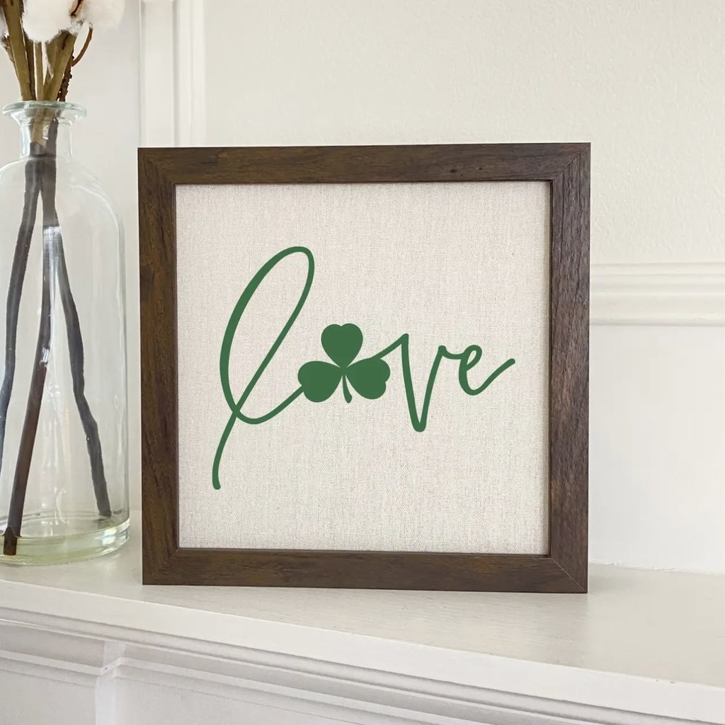 Framed Sign - Love with Shamrock Accent