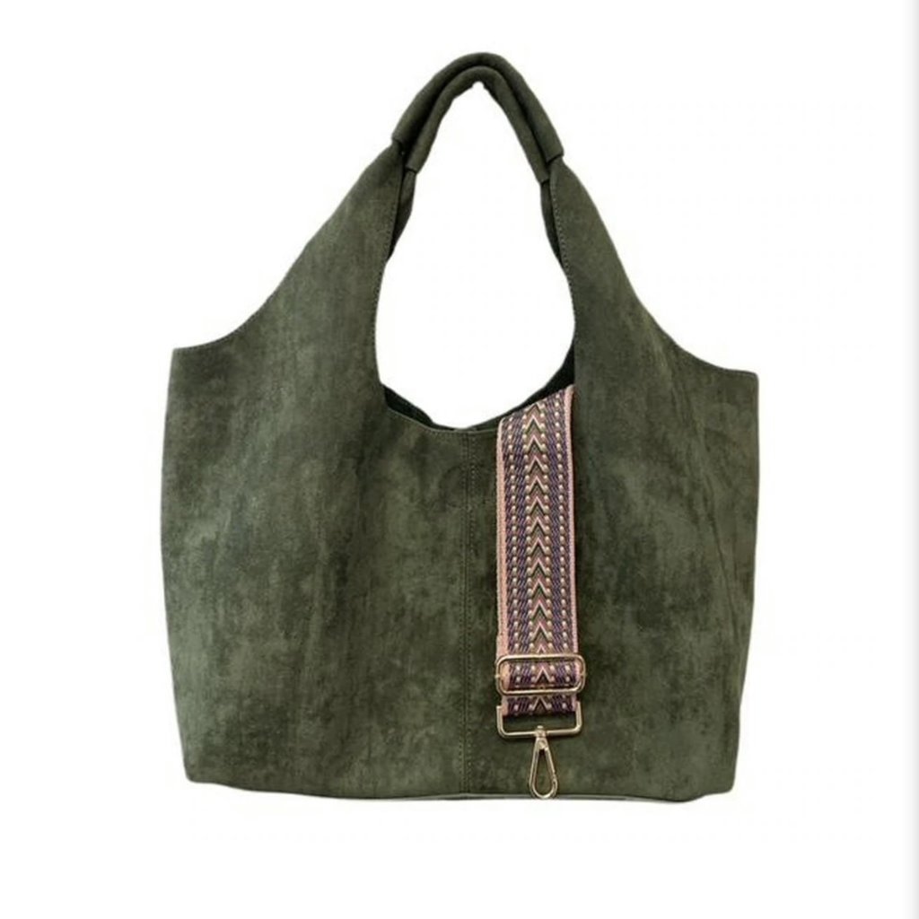 MH Tote - Hobo Suede- Inner Pouch and Woven Strap-
