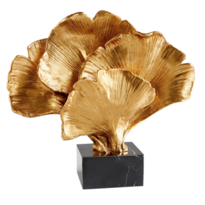 Sculpture - Gilded Bloom - Gold/Black Base -15x5x14