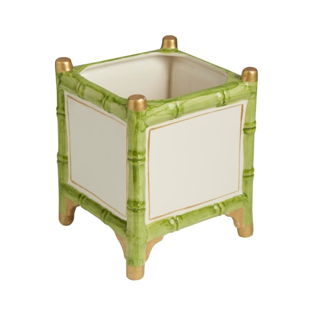 Large Brass Faux Bamboo Cachepot - Mecox Gardens