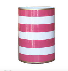 Pen Cup - Pink Striped - Hand Painted - 6"H