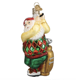 Ornament - Blown Glass - Golfing Santa