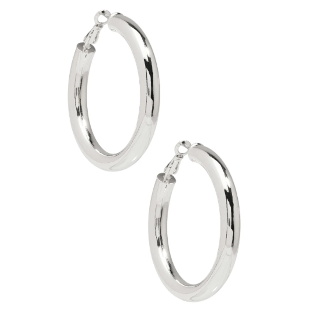 Earrings - Large Chunky Metal Hoop - Silver