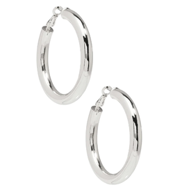 Earrings - Large Chunky Metal Hoop - Silver