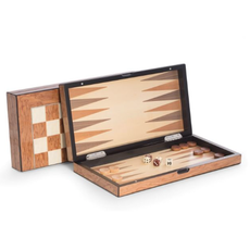MH Backgammon & Chess Set  - Brown Lacquered Wood Inlay