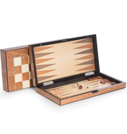 MH Backgammon & Chess Set  - Brown Lacquered Wood Inlay