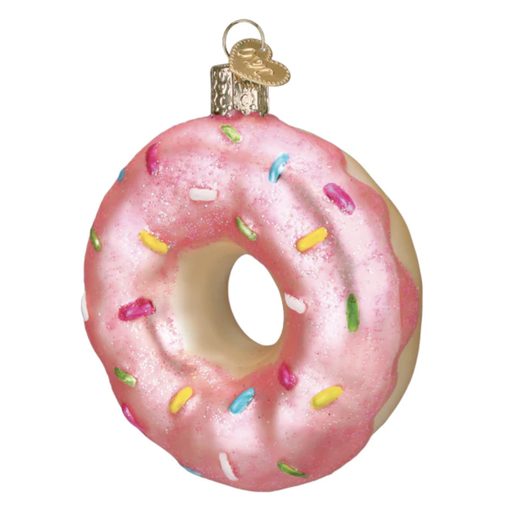 Ornament - Blown Glass- Pink Sprinkles Donut